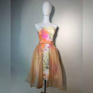 J. Crew Vibrant Multicolor Floral Strapless Cotton Mini Dress